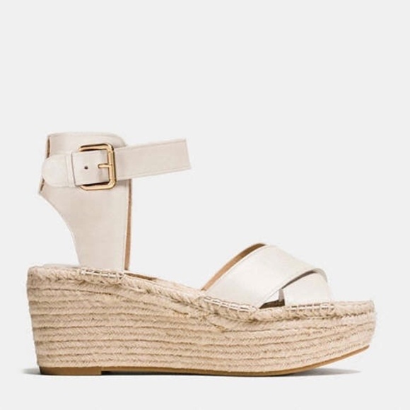 Coach Primrose leather upper espadrille wedge sandals - Picture 1 of 12